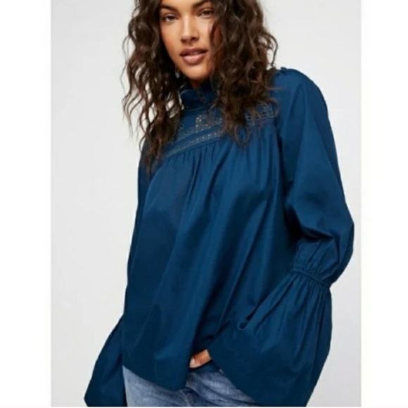 Free People Another Eternity Eyelet Bell Sleeve Top - Picture 1 of 14